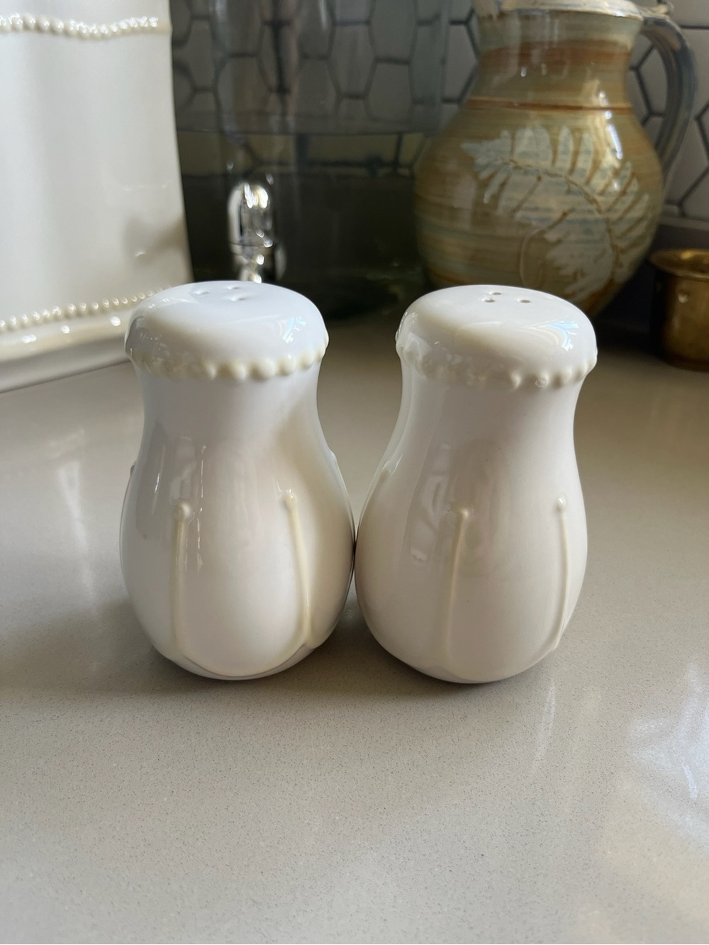 Princess House White Ceramic Salt and Pepper Shakers